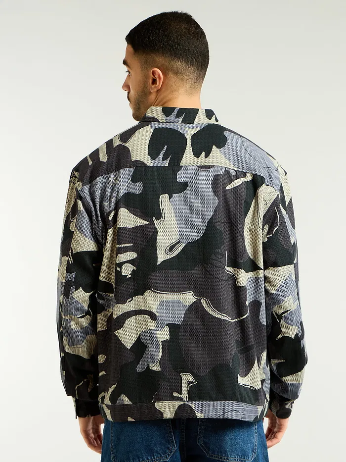 Pine Grove Green Camo Print Shacket