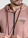 Pink Printed Zipper Hoodie