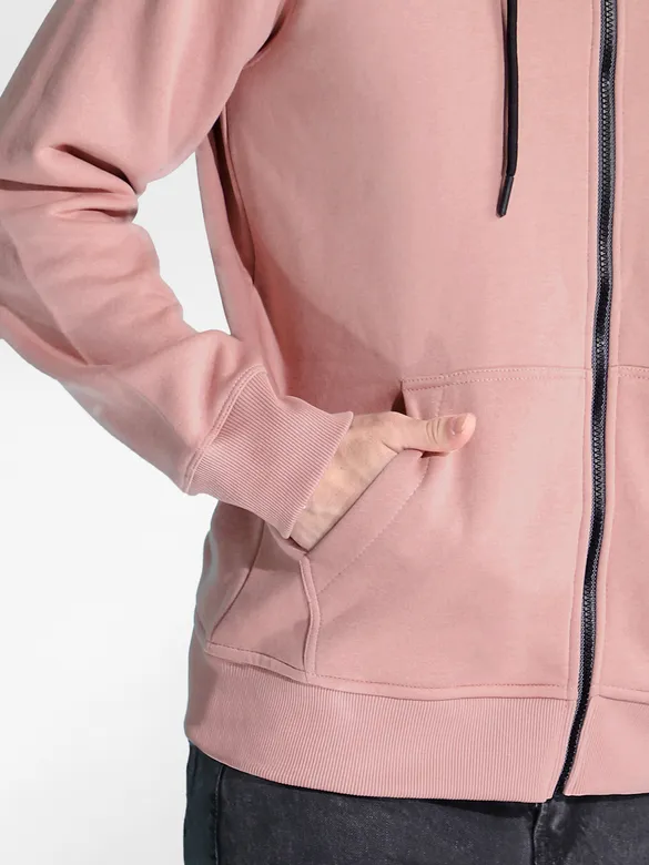 Pink Printed Zipper Hoodie