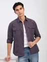 Plum Wine Panel Suede Shirt