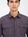 Plum Wine Panel Suede Shirt