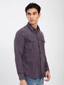 Plum Wine Panel Suede Shirt