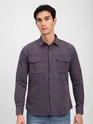 Plum Wine Panel Suede Shirt