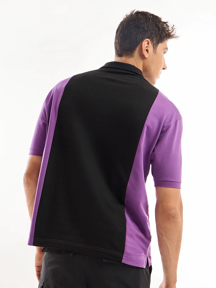 Purple Cut And Sew Polo T-shirt