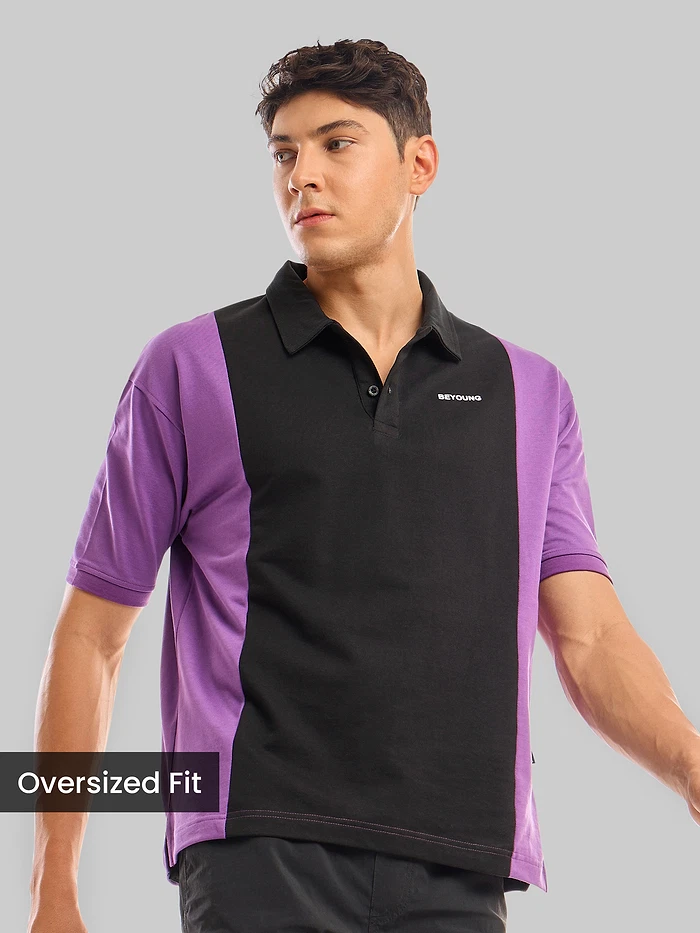 Purple Cut And Sew Polo T-shirt