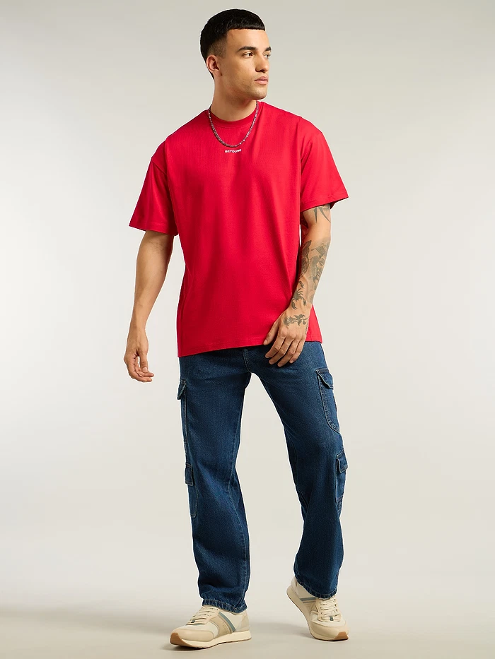 Red Pintuck Oversized T-shirt
