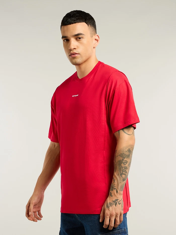 Red Pintuck Oversized T-shirt