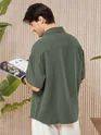 Regent Green Half Sleeve Waffle Shirt for Men