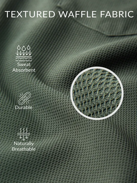 Regent Green Half Sleeve Waffle Shirt for Men