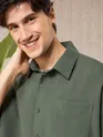 Regent Green Half Sleeve Waffle Shirt for Men