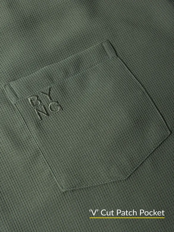 Regent Green Half Sleeve Waffle Shirt for Men