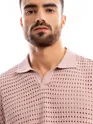Rose Pink Flat Knit Men?s Polo T-Shirt?