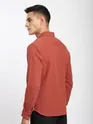 Rust Brown Diagonal Striped Shirt