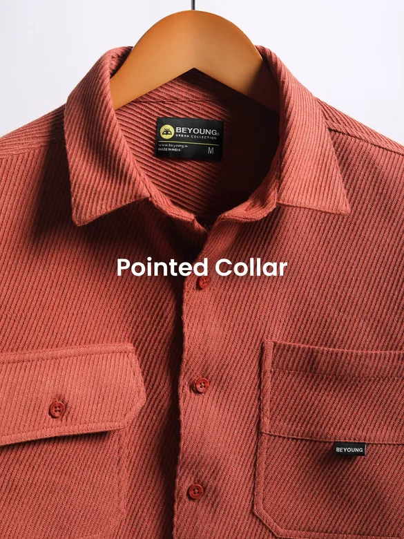 	 Rust Brown Diagonal Striped Shirt