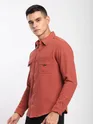 Rust Brown Diagonal Striped Shirt