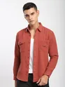 Rust Brown Diagonal Striped Shirt