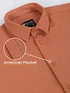 Rust Orange Full Sleeve Waffle Shirt For Men