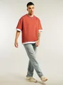 Rust Orange Jersey Knit Oversized T-Shirt
