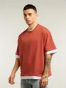 Rust Orange Jersey Knit Oversized T-Shirt