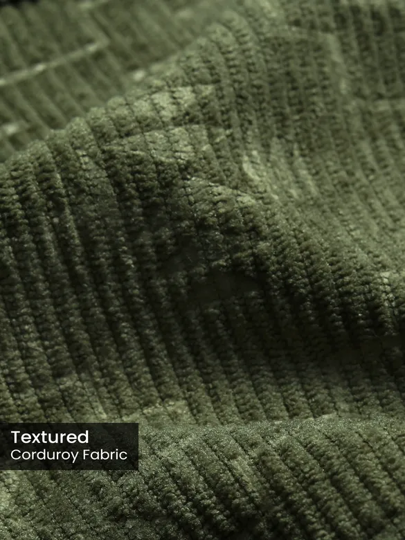 Sage Green Abstract Structured Corduroy Shirt