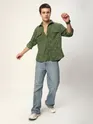 Sage Green Abstract Structured Corduroy Shirt