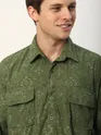 Sage Green Abstract Structured Corduroy Shirt