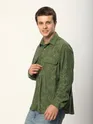 Sage Green Abstract Structured Corduroy Shirt