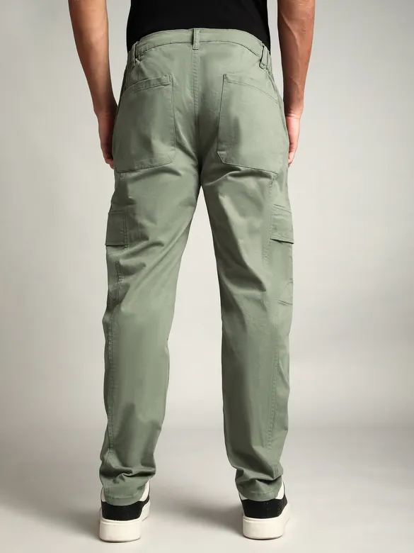 Sage Green Elasticated Cut and Sew Cargo Pants