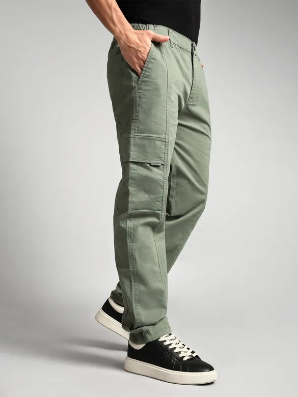 Sage Green Elasticated Cut and Sew Cargo Pants