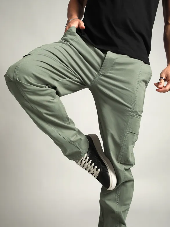 Sage Green Elasticated Cut and Sew Cargo Pants