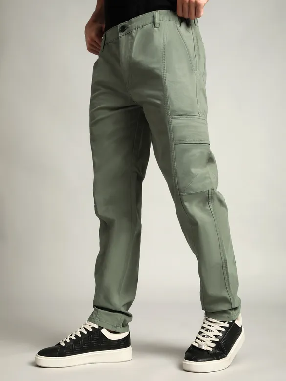 Sage Green Elasticated Cut and Sew Cargo Pants