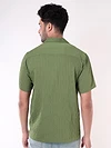 Sage Green Striped Casual Shirt for Men