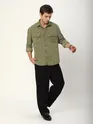 Sage Green Tribal Textured Corduroy Shirt