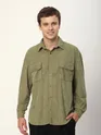 Sage Green Tribal Textured Corduroy Shirt