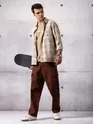 Sandy Beige Plaid Shirt for Men