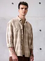 Sandy Beige Plaid Shirt for Men