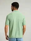 Seafoam Green Textured Zipper Polo T-shirt