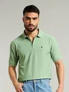 Seafoam Green Textured Zipper Polo T-shirt