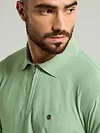 Seafoam Green Textured Zipper Polo T-shirt