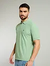 Seafoam Green Textured Zipper Polo T-shirt