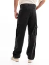 Shadow Grey Denim Oversized Cargo Pants