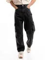 Shadow Grey Denim Oversized Cargo Pants
