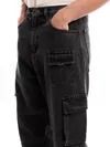 Shadow Grey Denim Oversized Cargo Pants