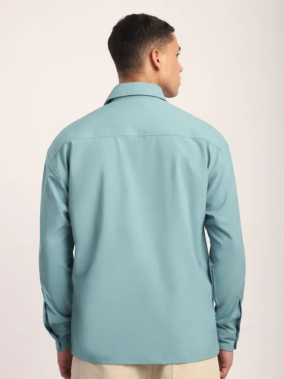 Sky Blue Baggy Pocketed Shirt