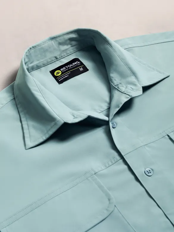 Sky Blue Baggy Pocketed Shirt
