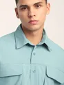 Sky Blue Baggy Pocketed Shirt