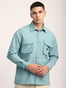 Sky Blue Baggy Pocketed Shirt