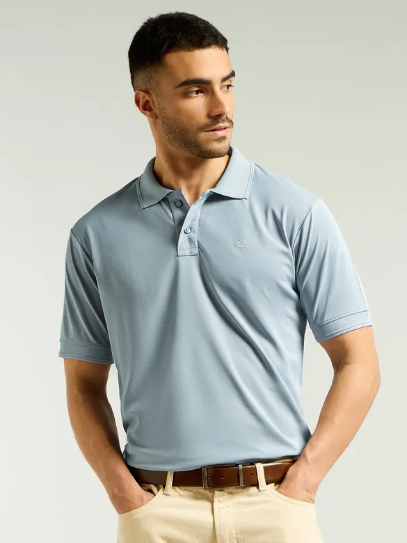 Sky Blue Structured Polo T-Shirt