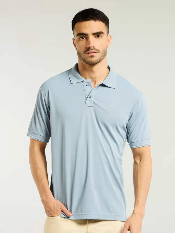 Sky Blue Structured Polo T-Shirt