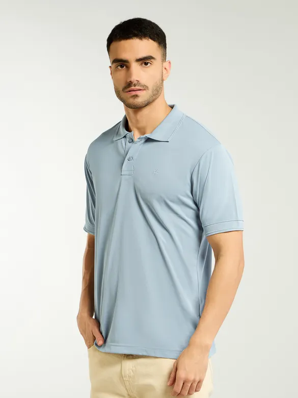 Sky Blue Structured Polo T-Shirt